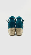Preowned. Hermes Elda Espadrille Wedge Sandals Vert Oxford. 36|6917