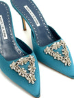 Brand New. Manolo Low Heel Pointed Heel Bluegreen. 36.5|8343