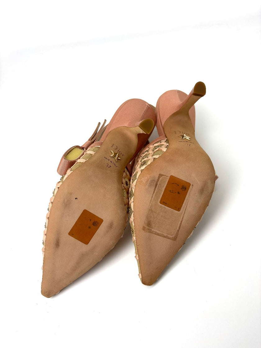 Like New. Dior Slingback Mesh Beige. 37|7432