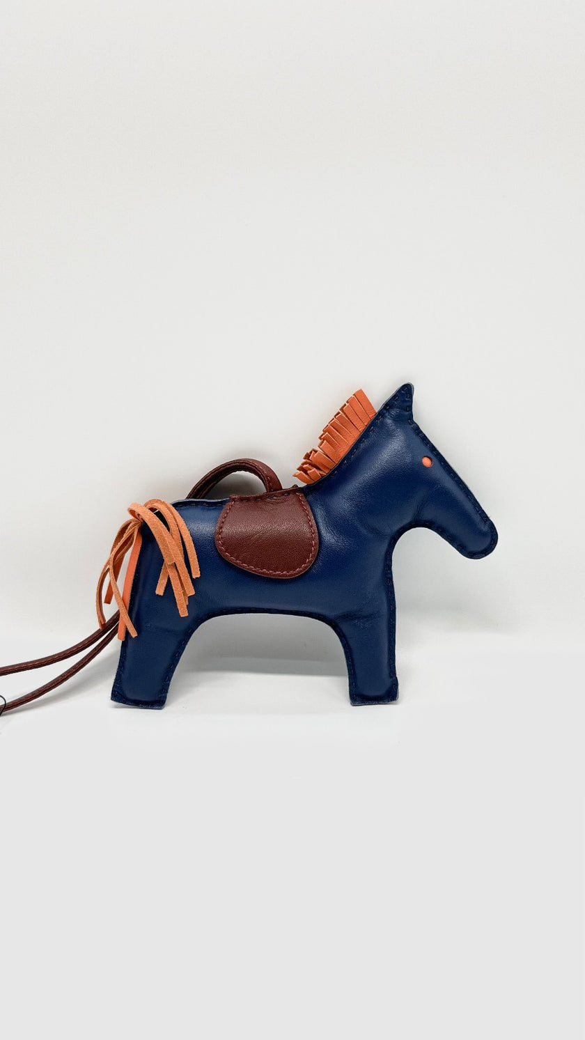Brand New. Hermes Rodeo Charm GM Blue|9968