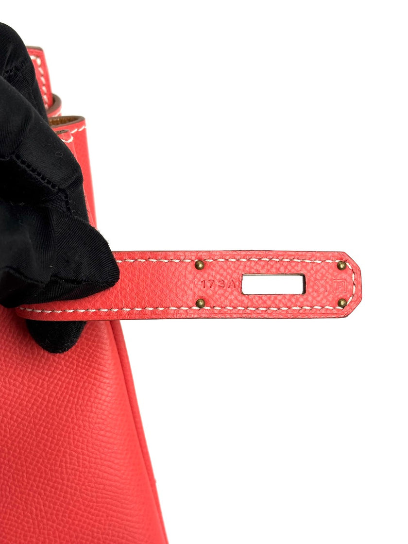 Preowned. Hermes Birkin 35 Flamingo Epsom PHW. P173A|3403