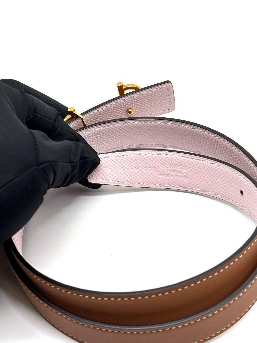 Brand New. Hermes Gamma Belt RGHW Buckle. 75cm|8847