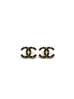 Brand New. Chanel CC Logo Studs Earrings Black GHW|17091