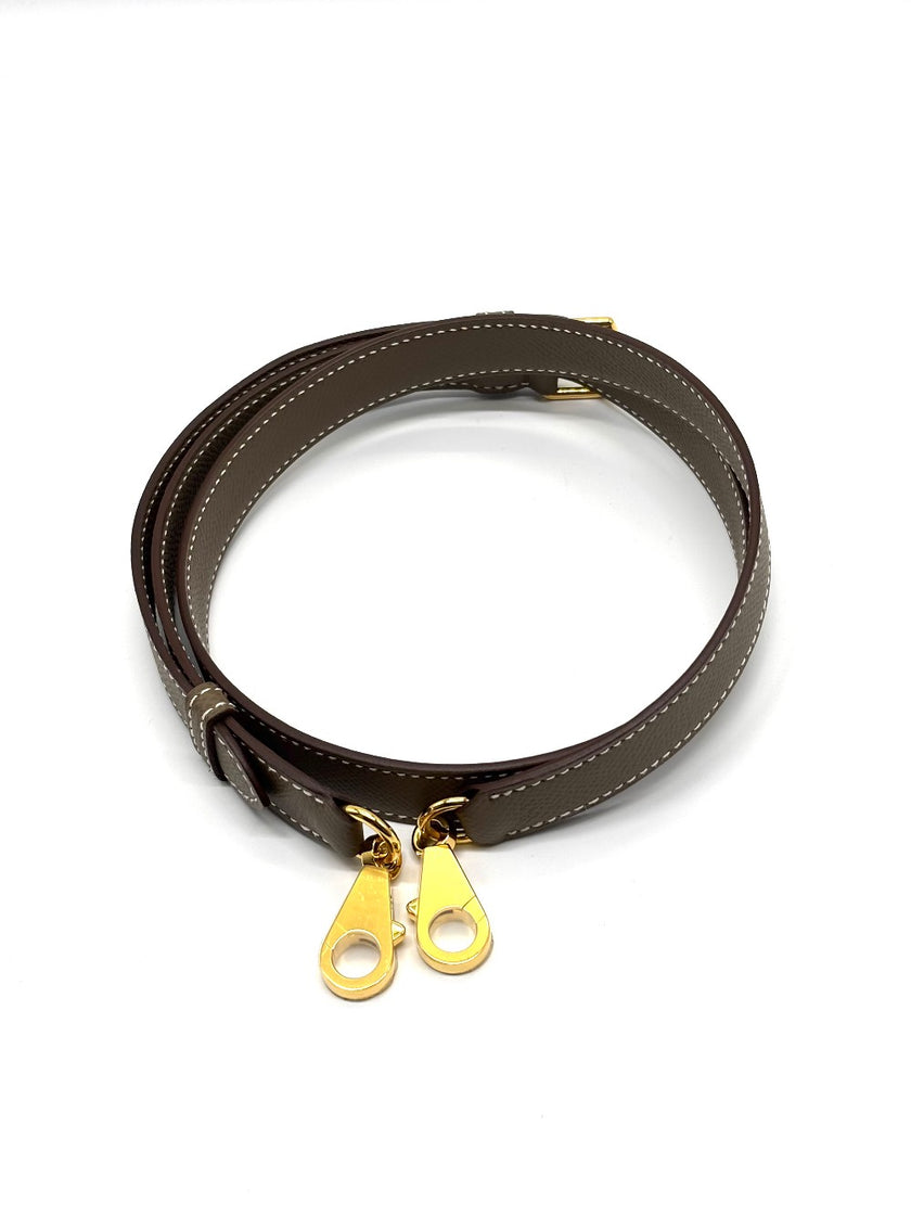 Brand New. Hermes Bandouliere A-Strap Etoupe GHW. KFM001PM|8910