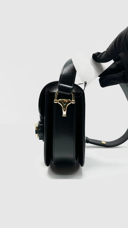 [SALE] Like New. Gucci Horsebit Mini Round Black GHW|8463