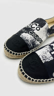 Brand New. Chanel Espadrilles Printed Canvas Grosgrain Black/White. 39|15763