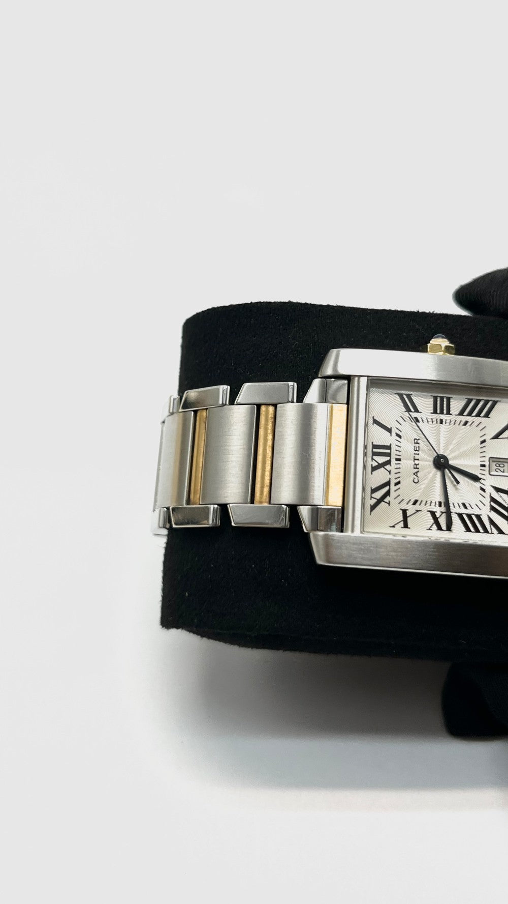 Preowned. Cartier Tank White Dial Roman YG/Steel 32mm|16357
