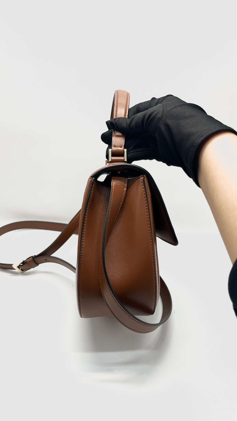 Unused. Valentino Borsa V Logo Two Way Cognac Brown GHW|16277