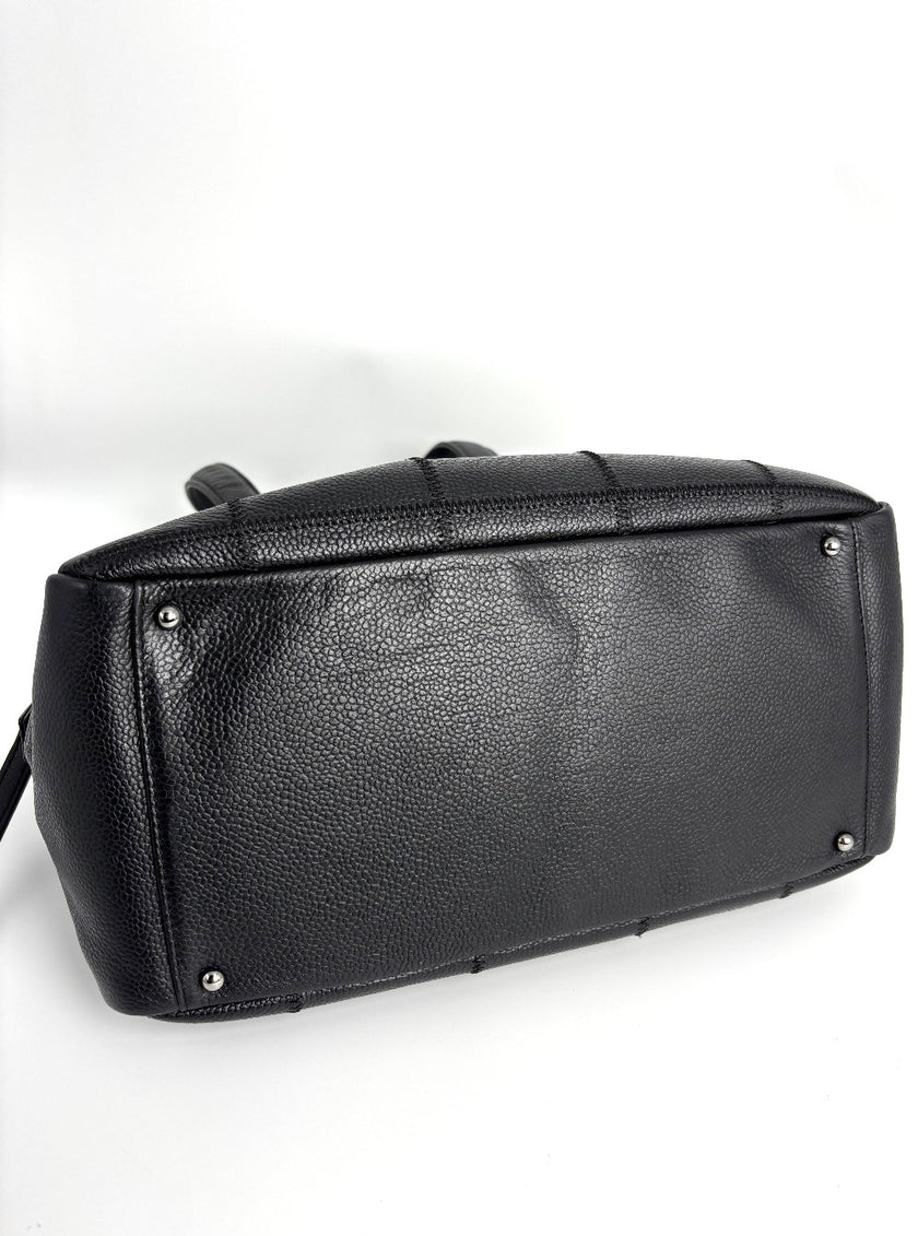 Preowned. Chanel Square Stitch Bowling Bag Black. 9701924|4055