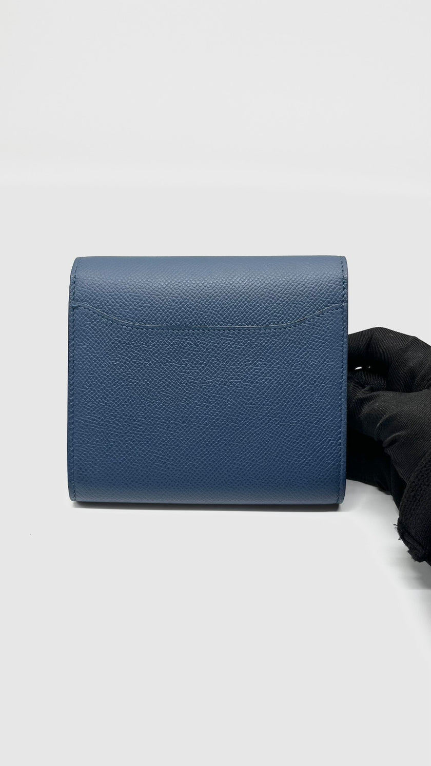 Like New. Hermes Constance Wallet Compact Blue|5525