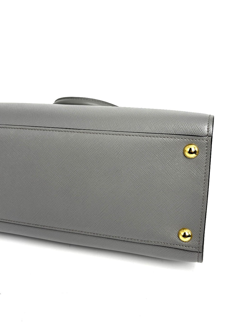 Like New. Prada Argilla Two Way Saffiano Gray. 158D|12356