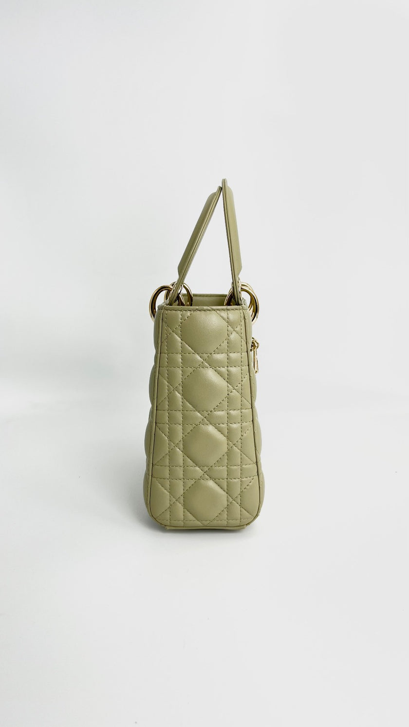 Like New. Lady Dior Small Green. 88-MA-0262|4379