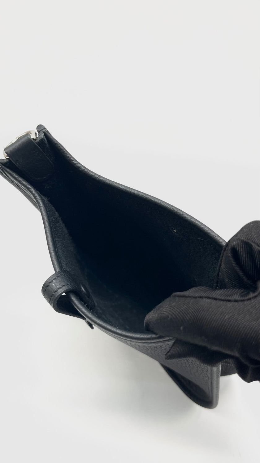 Preowned. Hermes Evelyne TPM Togo Noir PHW. DBS011ZB|15330