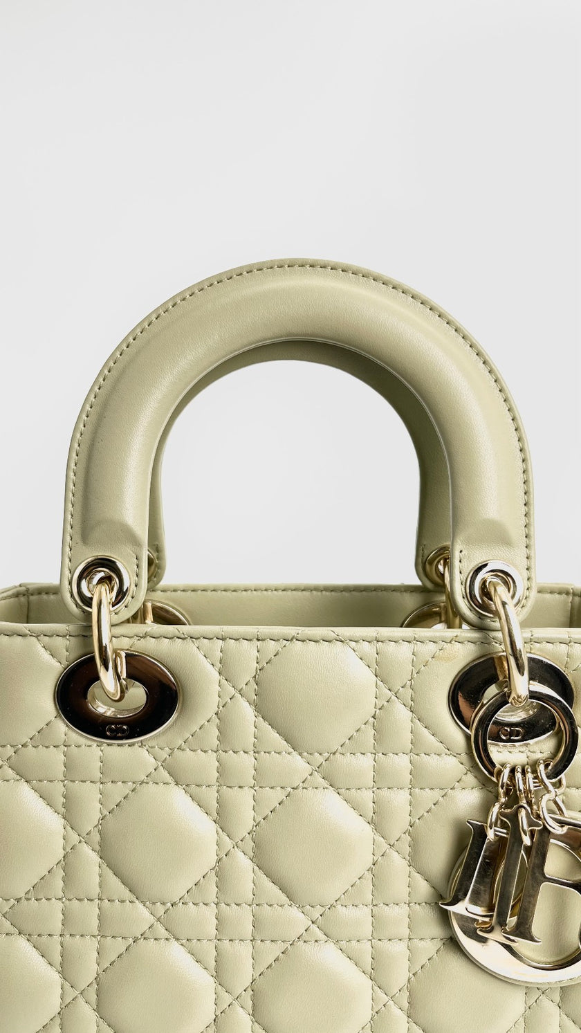 Like New. Lady Dior Small Green. 88-MA-0262|4378
