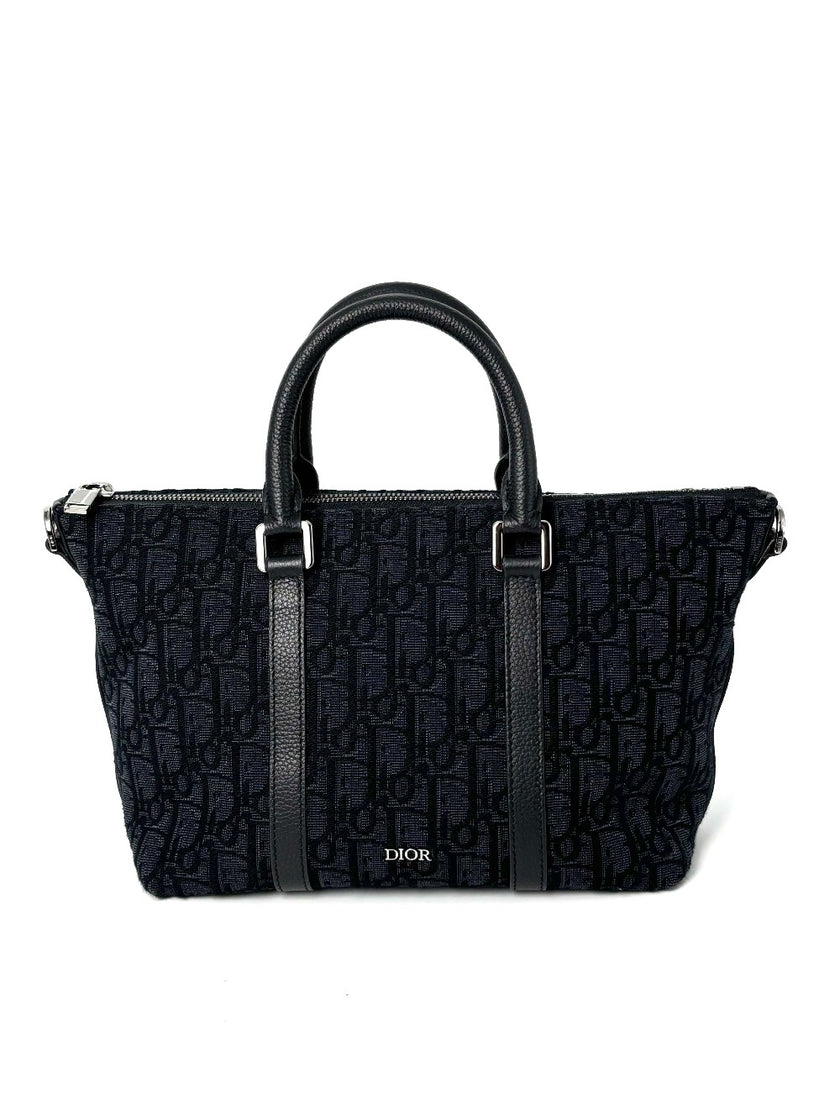 [SALE] Like New. Dior Weekender 25 Jacquard Black. 27BO02074|11255