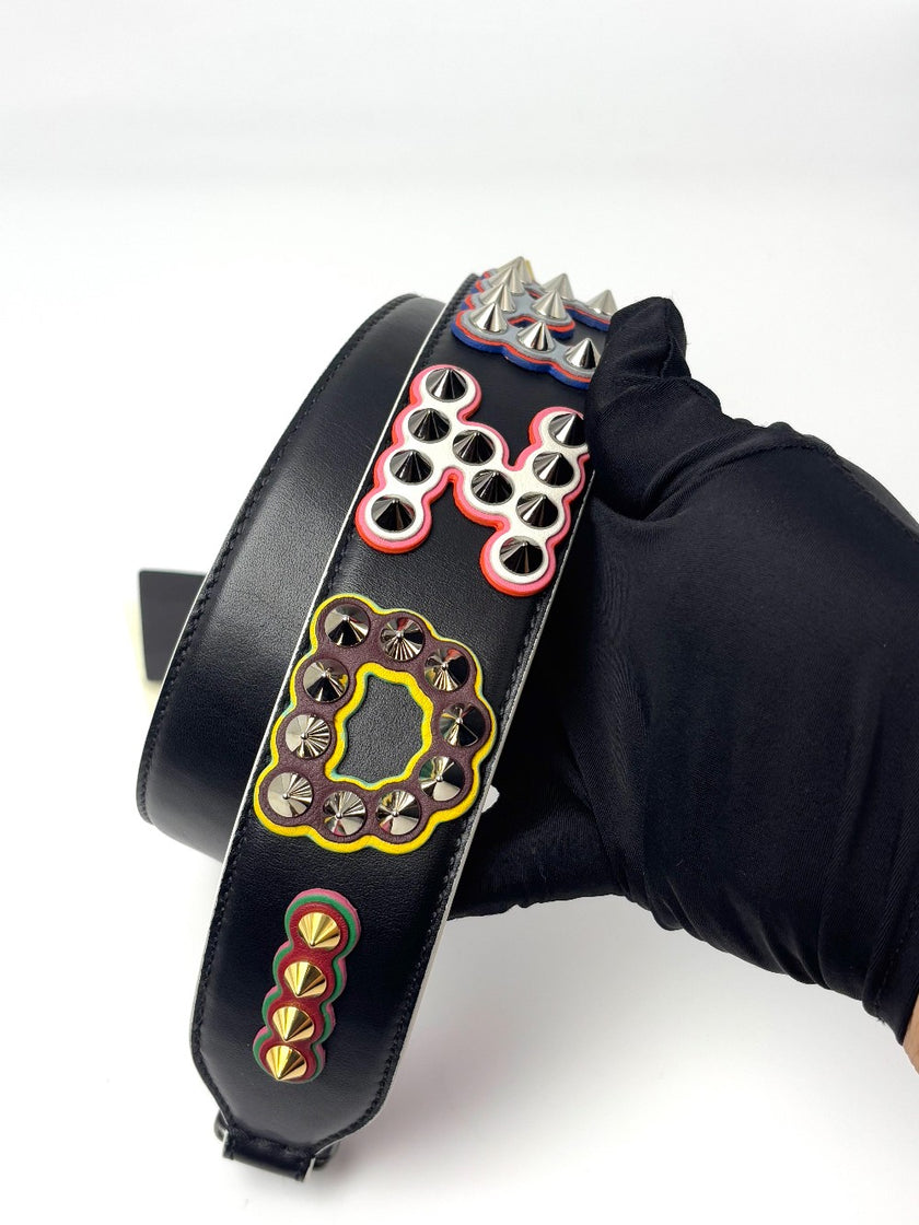 Brand New. Fendi Studded Bag Strap Black/Pink|6751