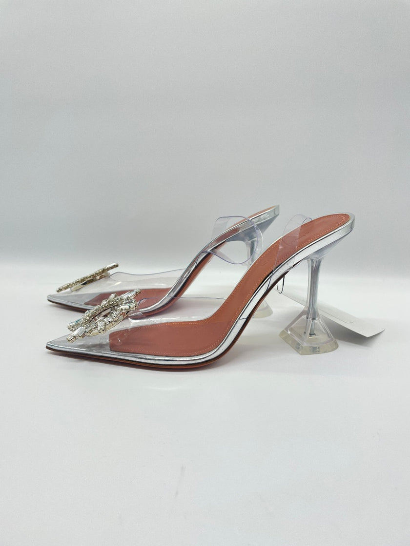 Brand New. Amina Muaddi Begum Slingback Glass. 37|10019