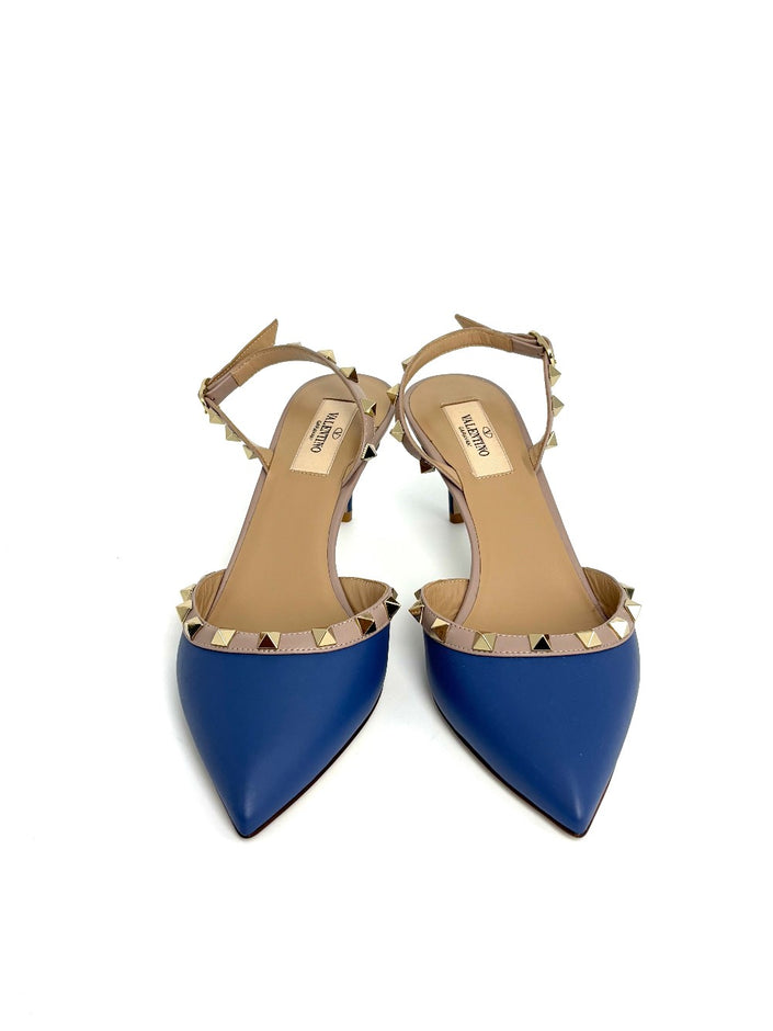 Brand New. Valentino Slingback Kitten Heel Blue. 38|8421