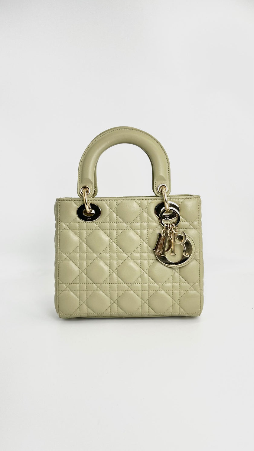 Like New. Lady Dior Small Green. 88-MA-0262|4375