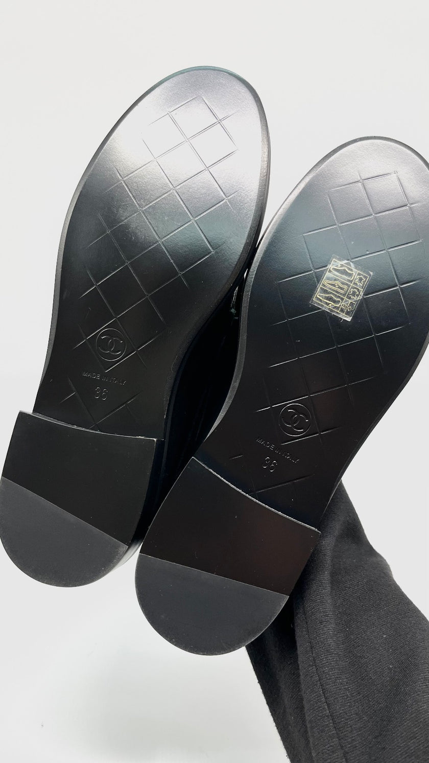 Brand New. Chanel Slip On Patent Black. 36|9641