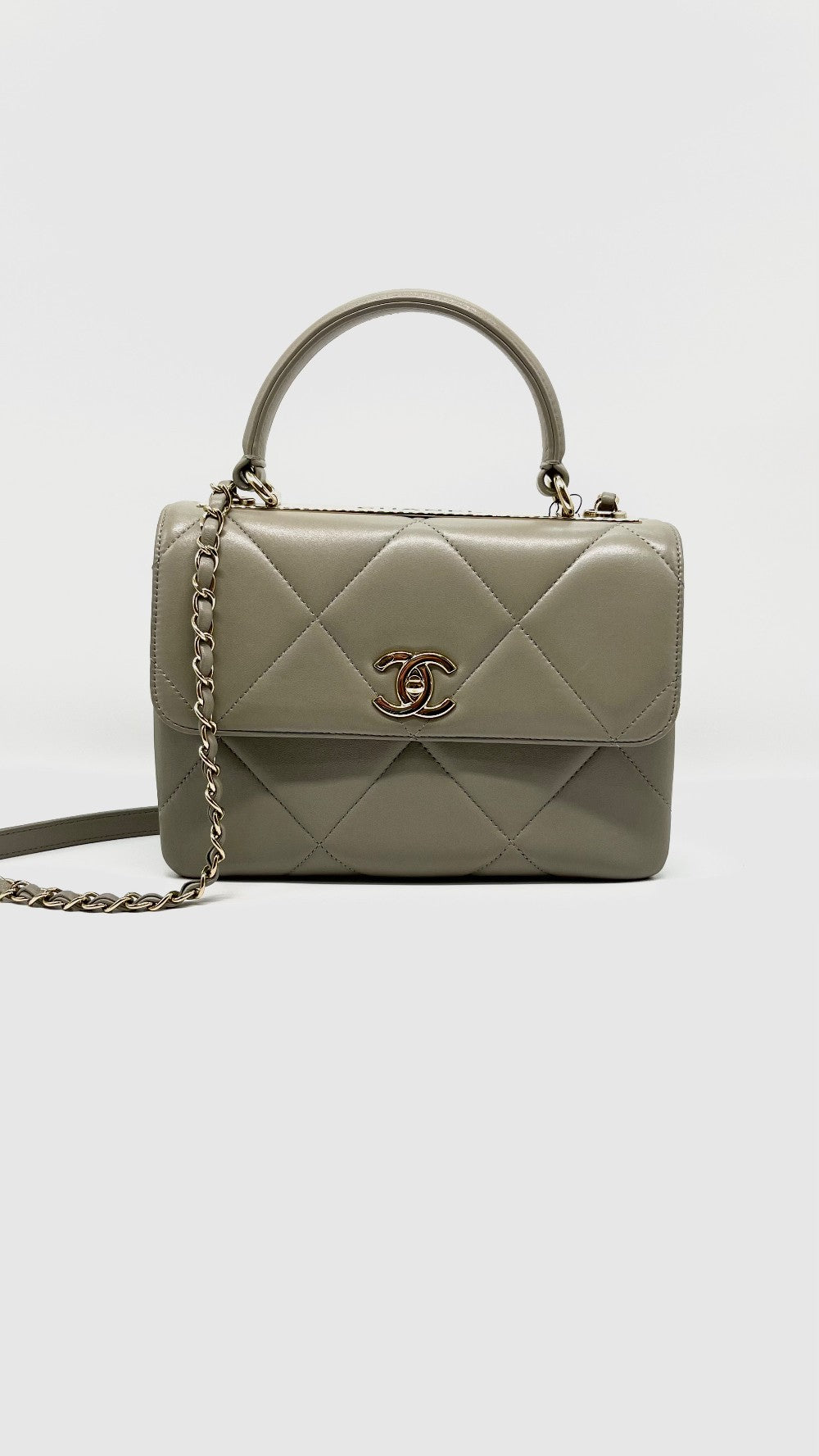 Preowned. Chanel Trendy Small Gray Lambskin GHW. 28739111|8285