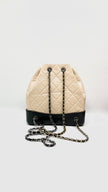 Preowned. Chanel Small Gabrielle Backpack Clafskin Beige/Black Mixed Metal. 25376023|10365