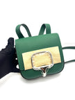 Brand New. Hermes Della Vert Moyen PHW Epsom. WPY471HF|17319