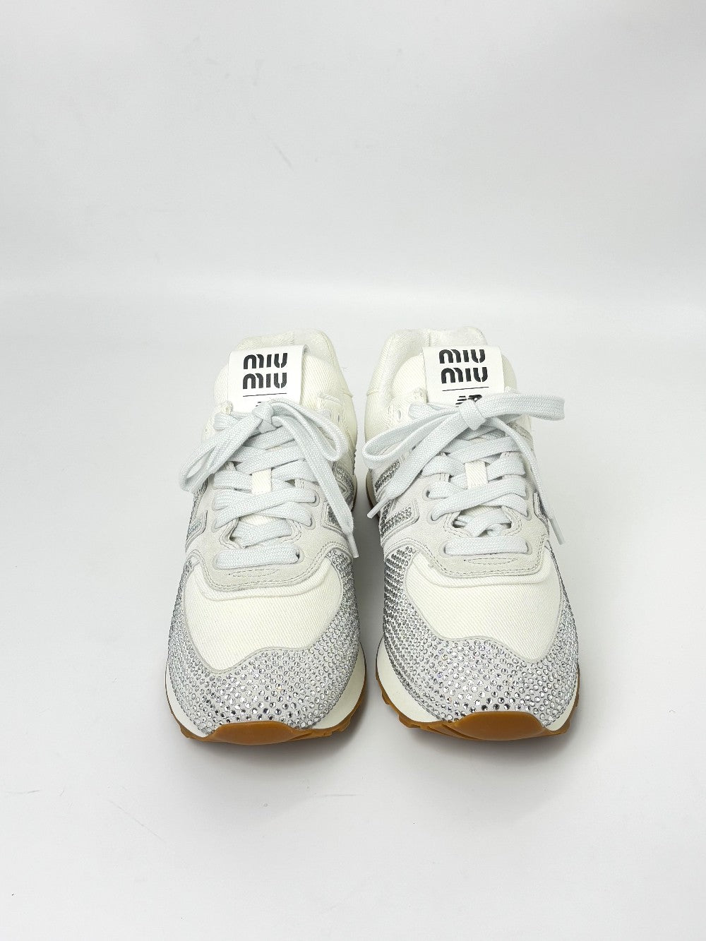 Brand New. Miu Miu/New Balance Glitter Sneakers White. 38.5|7612