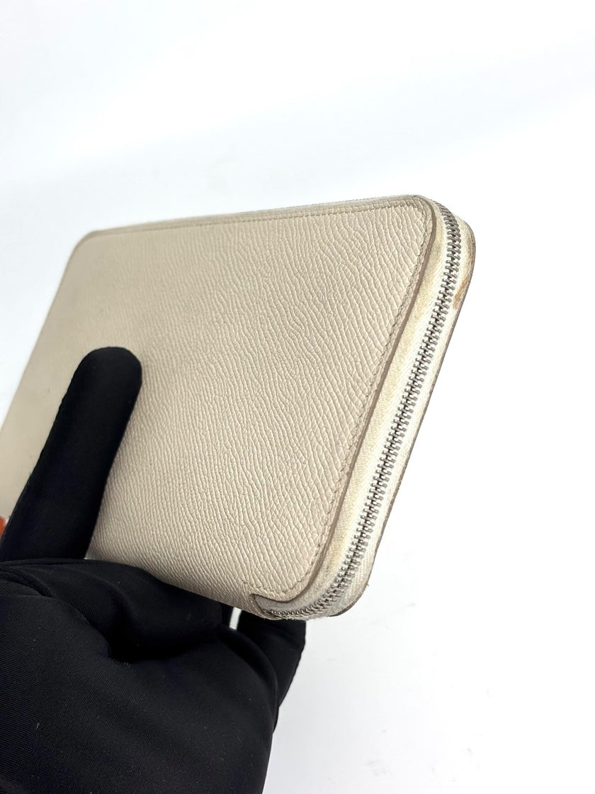 Preowned. Hermes Zip Long Wallet Craie. TTS007AU|12029
