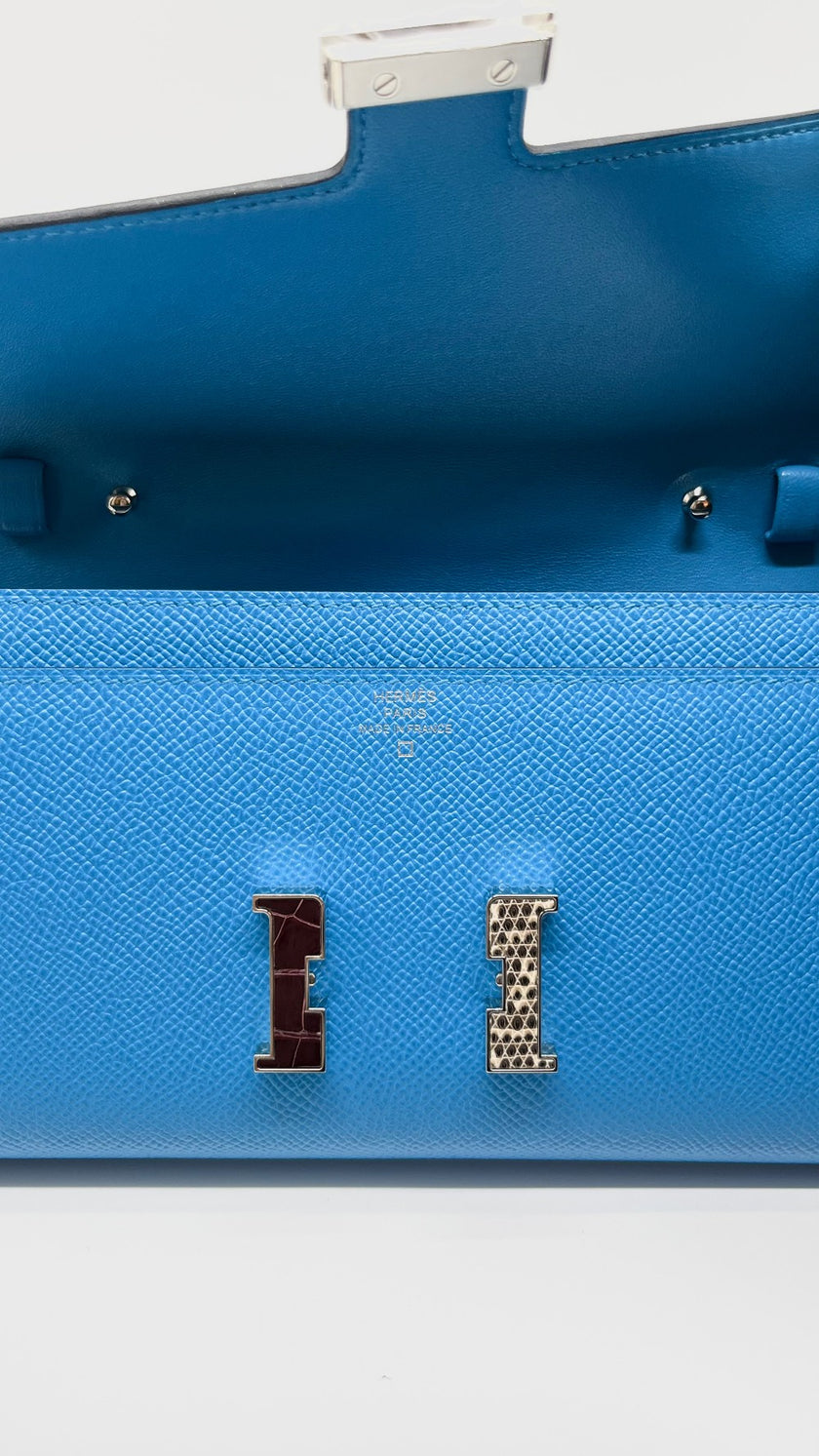 Brand New. Hermes Constance To Go Exotic HW Blue Zanzibar. UAI005IT|5521