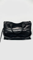 Preowned. Balenciaga City Black Croc Embossed Medium GHW|11436