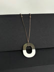 Preowned. Hermes Horn Necklace White/Brown|10976