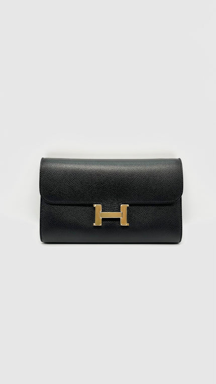 Like New. Hermes Constance To Go Epsom Black GHW. UNN001MC|13881
