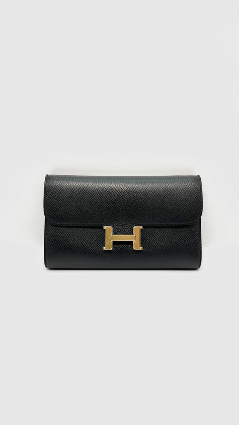 Like New. Hermes Constance To Go Epsom Black GHW. UNN001MC|13881