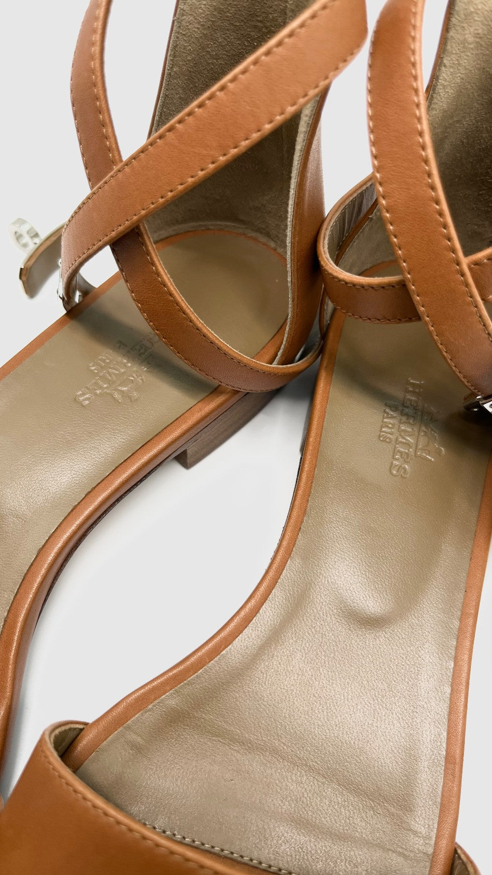 Brand New. Hermes Baia Sandals Gold. 37|5837