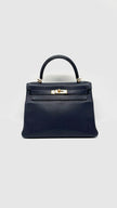 Preowned. Hermes Kelly 28 Blue Nuit Togo GHW. TII007BG|15339