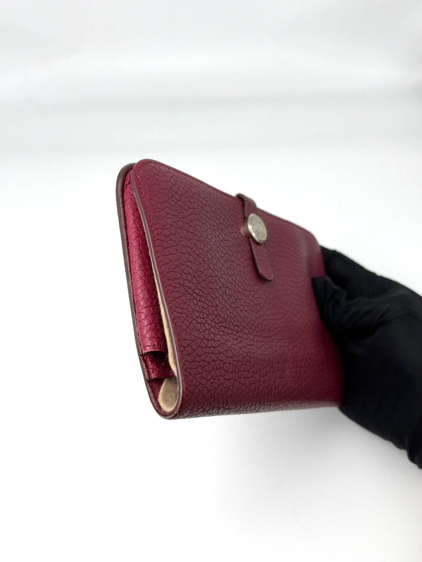 Preowned. Hermes Dogon Wallet Rubis|6982