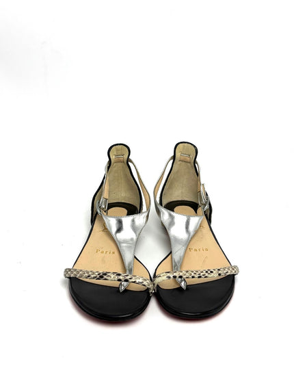 Like New. Louboutin Sandals Silver Phyton. 35|10694