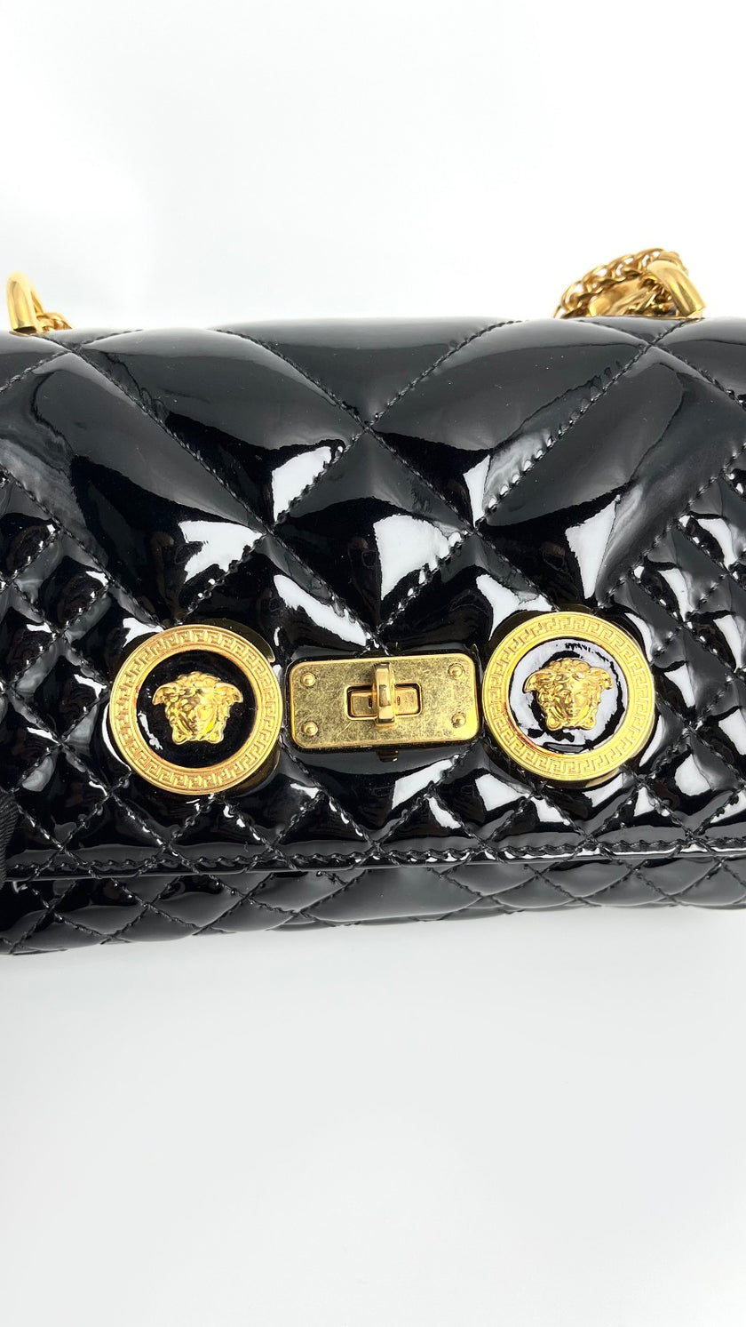 [SALE] Preowned. Versace Flap Patent Black|4651