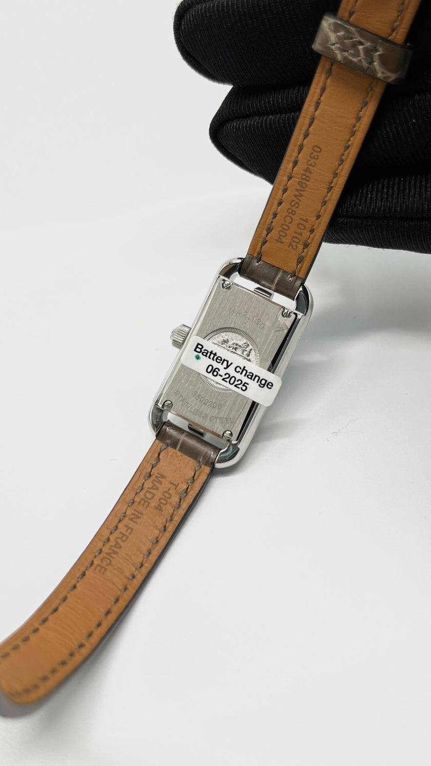 Brand New. Hermes Nantucket Watch Croc MOP Dial With Diamonds|5708