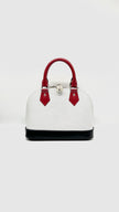 Preowned. LV Alma BB Epi White/Black Red Handle SHW. AA0240|10825