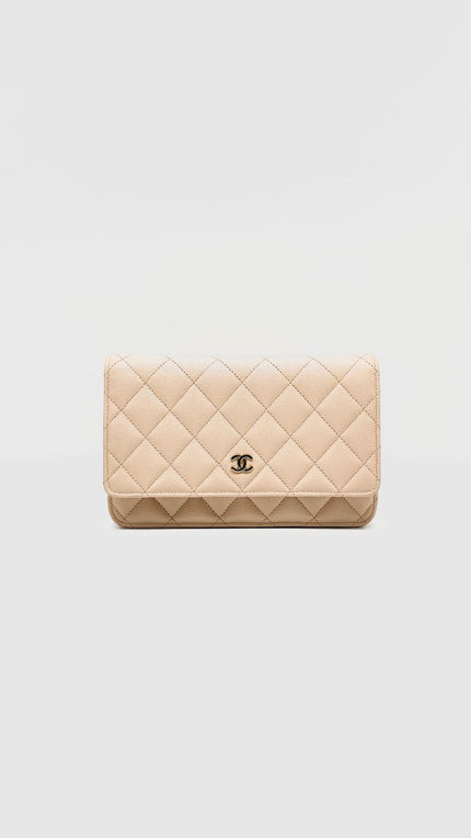 Like New. Chanel WOC Beige Caviar GHW. T98P5GLK|11615