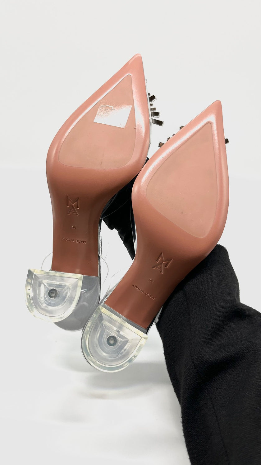 Brand New. Amina Muaddi Begum Glass Heel. 36|10624