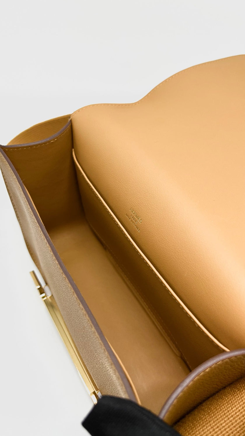 Preowned. Hermes Geta Caramel Evercolor GHW. BPU007NI|16593