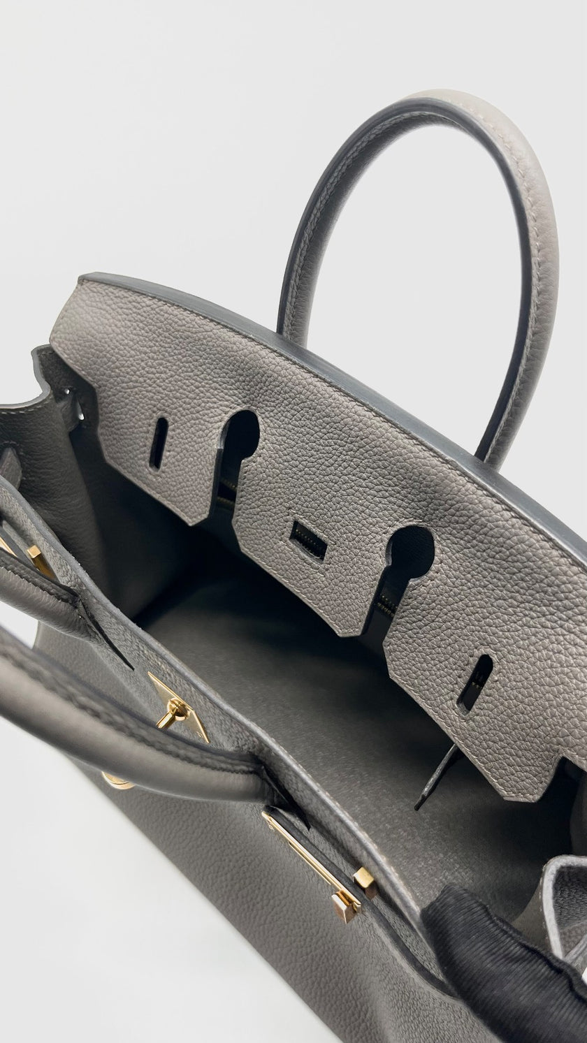 Brand New. Hermes Birkin 25 Etain Togo GHW. DPY837WM|14131