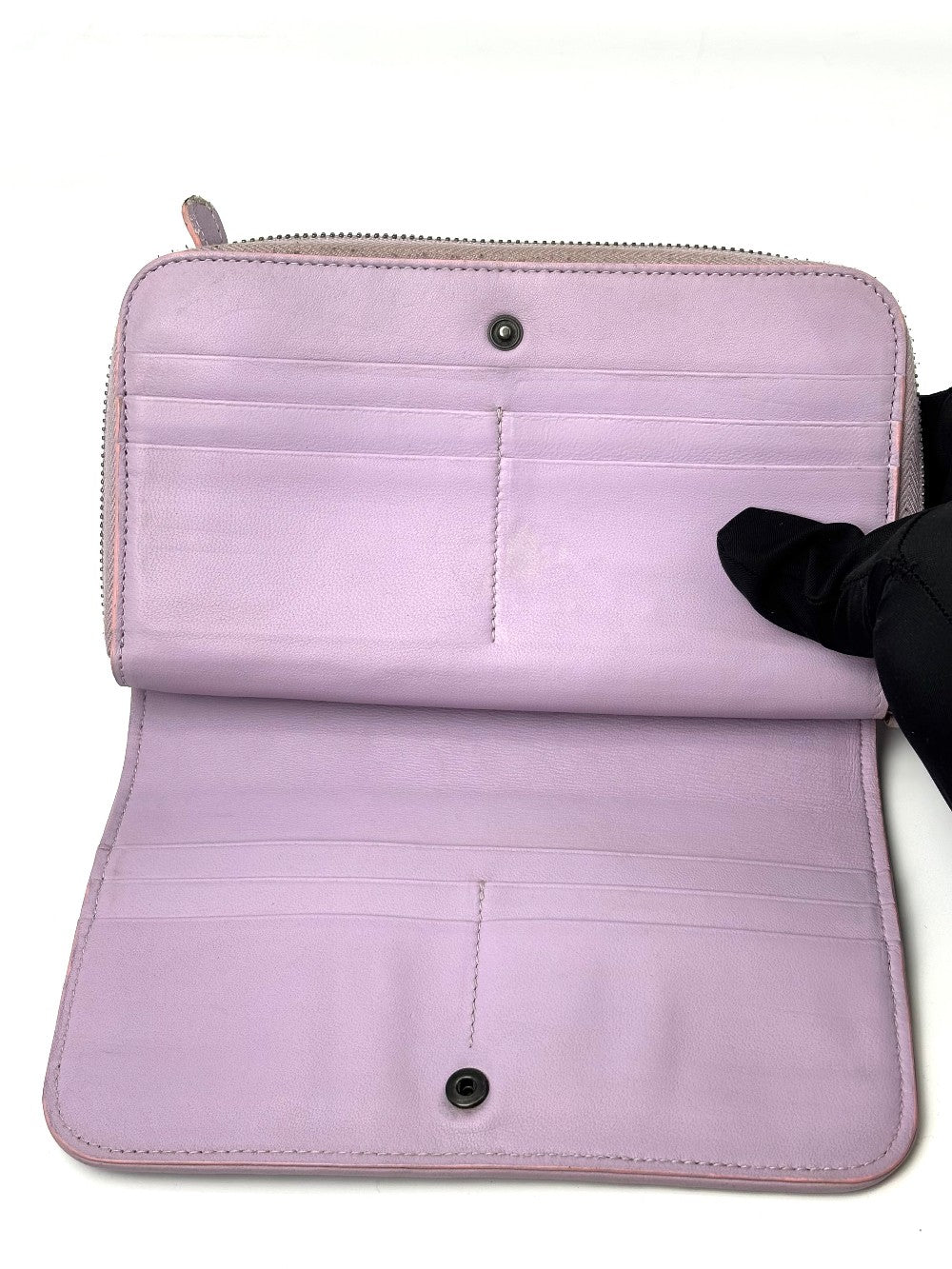 Preowned. Bottega Zip Long Wallet Lavender|7059