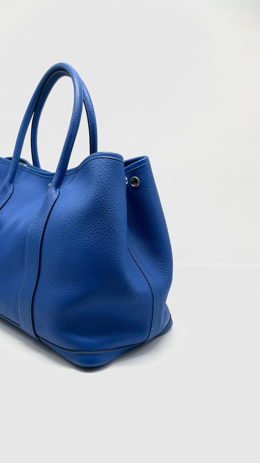 Preowned. Hermes GPT 36 Blue Hydra Clemence PHW. Square PQN1|13900