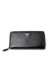 Preowned. Prada Zip Long Wallet Black|7013