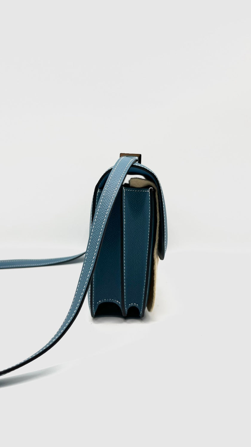 Brand New. Hermes Constance 18 Blue Jean Epsom PHW. KHT098IH|13693