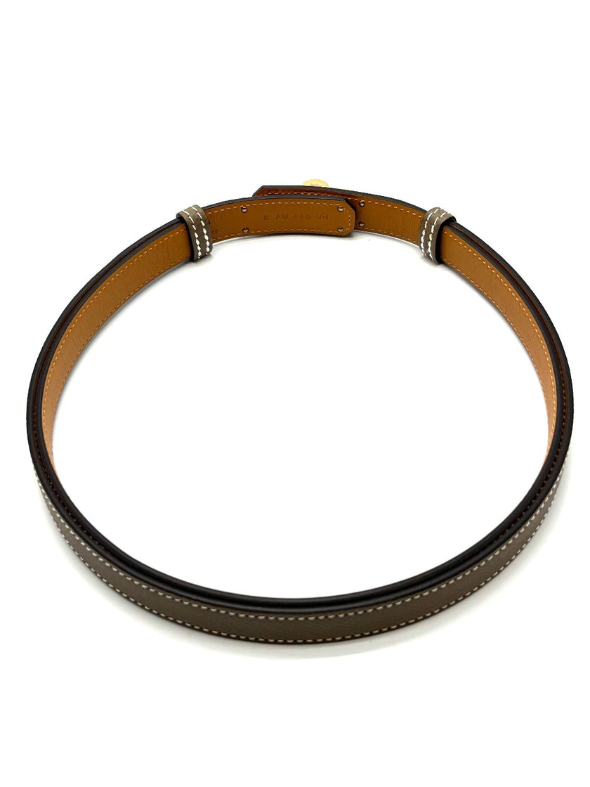 Brand New. Hermes Kelly Belt Etoupe RGHW. KAM440UH|17036